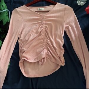Epic Threads Pink Ruched Tie Front Blouse
